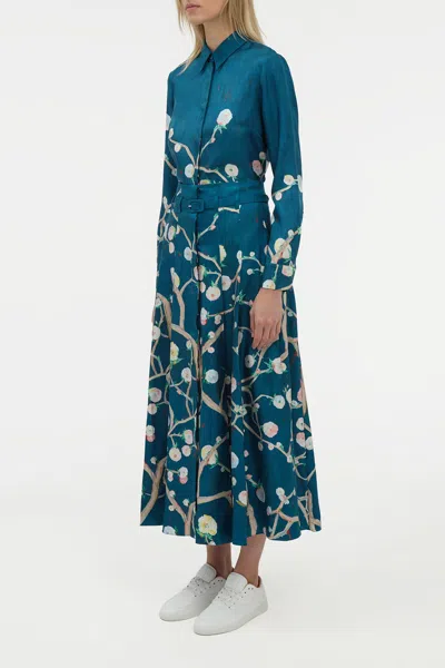 Gabriela Hearst Henri Blouse In Blue Multi Printed Silk Twill In Blue
