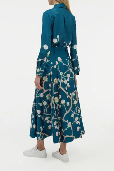 Gabriela Hearst Henri Blouse In Blue Multi Printed Silk Twill In Blue