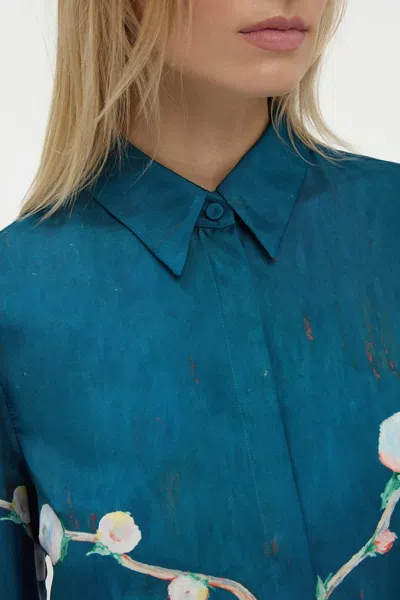 Gabriela Hearst Henri Blouse In Blue Multi Printed Silk Twill In Blue
