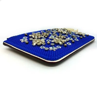 Pre-owned Dior Christian  Blue Canvas Leather Coin Purse/coin Case ()