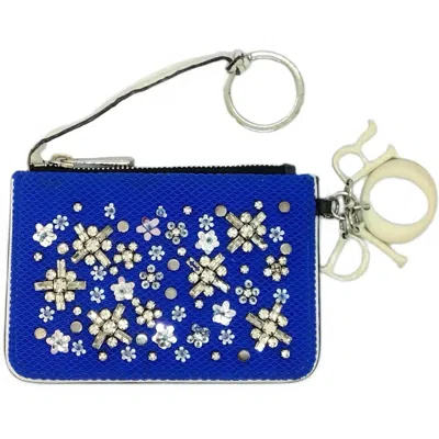 Pre-owned Dior Christian  Blue Canvas Leather Coin Purse/coin Case ()