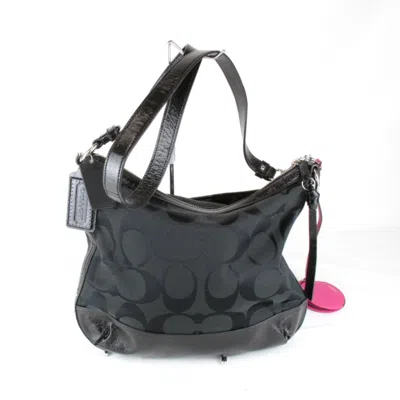 Pre-owned Coach Signature Black Signature Line Shoulder Bag ()