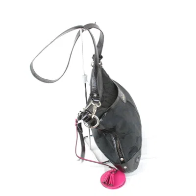 Pre-owned Coach Signature Black Signature Line Shoulder Bag ()