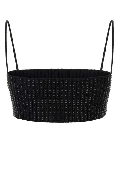 Alexander Wang Embellished Stretch Nylon Crop Top In Black