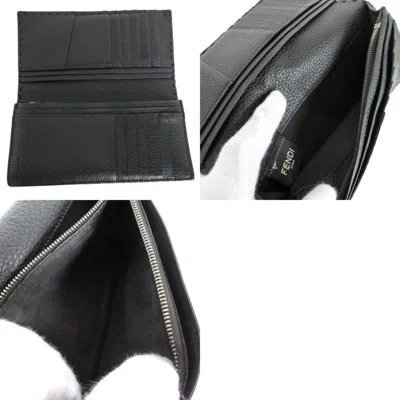 Pre-owned Fendi Black Leather Long Wallet (bi-fold) ()