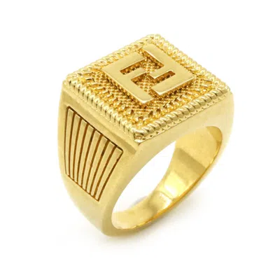 Pre-owned Fendi Gold Gold Plating Band Ring ()