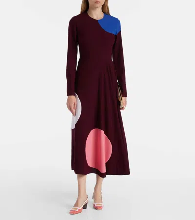Roksanda Withiel Printed Crêpe Midi Dress In Burgundy