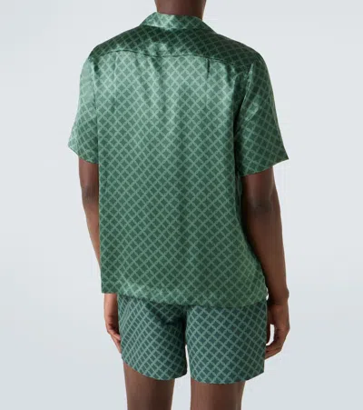 Frescobol Carioca Trelica Printed Silk Bowling Shirt In Green