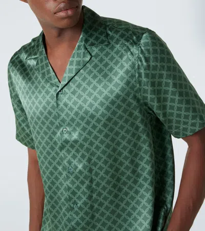 Frescobol Carioca Trelica Printed Silk Bowling Shirt In Green