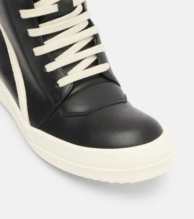 Rick Owens Geobasket Leather Sneakers In Black