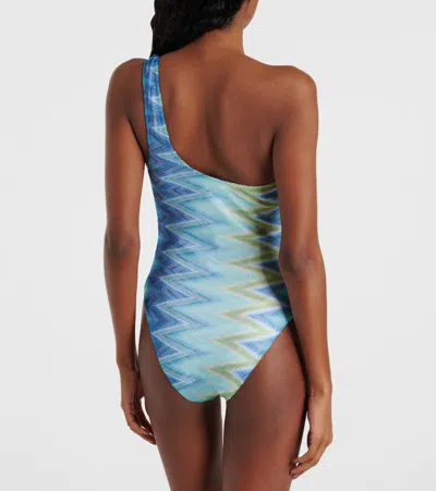 Missoni Printed Degradé One Piece Swimsuit In Blue