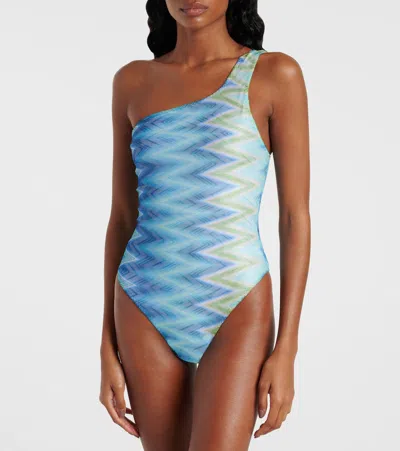 Missoni Printed Degradé One Piece Swimsuit In Blue
