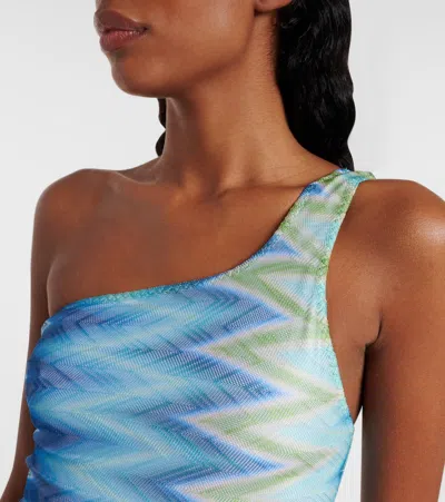 Missoni Printed Degradé One Piece Swimsuit In Blue