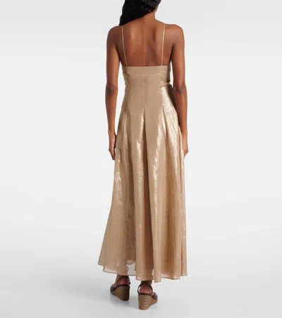 Brunello Cucinelli Monili Cotton Maxi Dress In Brown