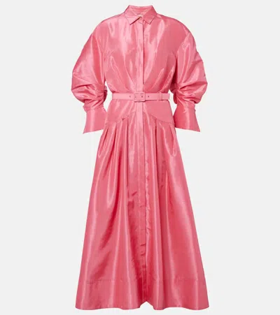 Rebecca Vallance Maple Belted Gathered Shirt Dress In Pink