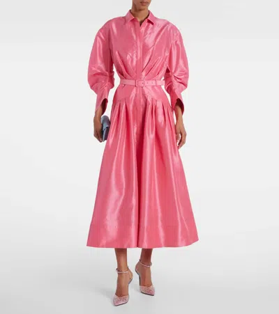 Rebecca Vallance Maple Belted Gathered Shirt Dress In Pink