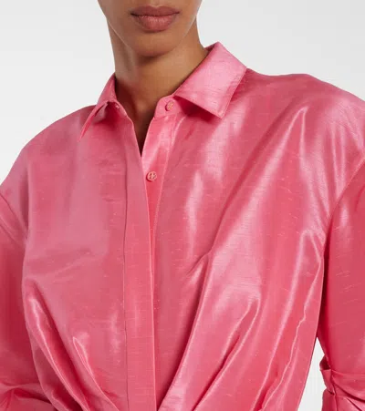Rebecca Vallance Maple Belted Gathered Shirt Dress In Pink
