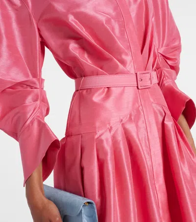 Rebecca Vallance Maple Belted Gathered Shirt Dress In Pink