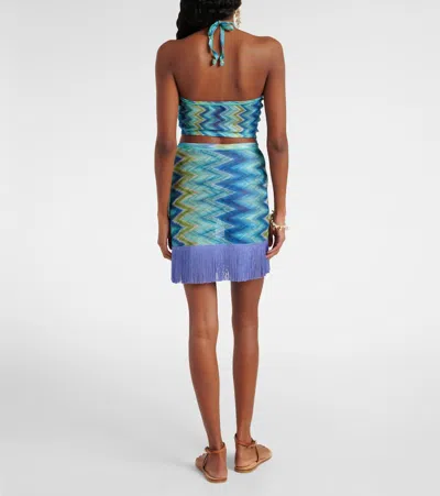 Missoni Zig Zag Fringed Wrap Skirt In Blue