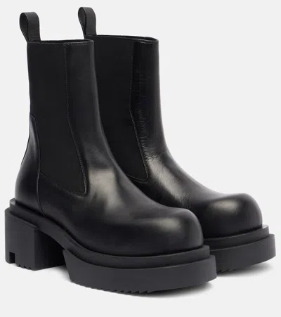 Rick Owens Beatle Leather Platform Chelsea Boots In Black