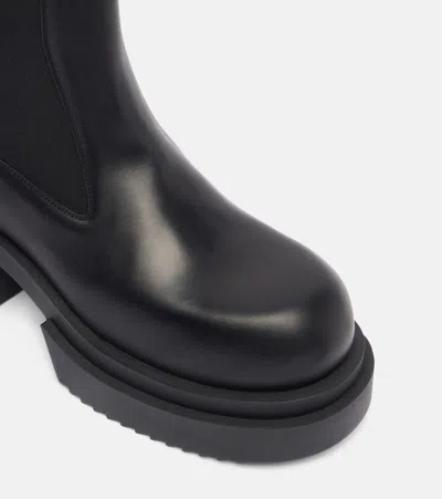 Rick Owens Beatle Leather Platform Chelsea Boots In Black
