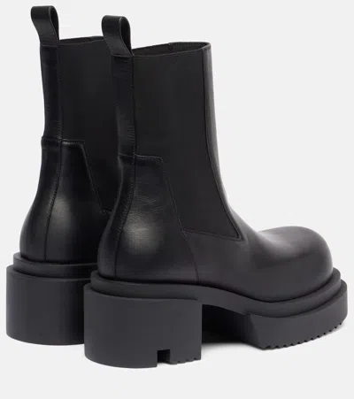 Rick Owens Beatle Leather Platform Chelsea Boots In Black
