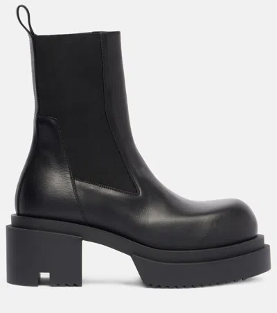 Rick Owens Beatle Leather Platform Chelsea Boots In Black