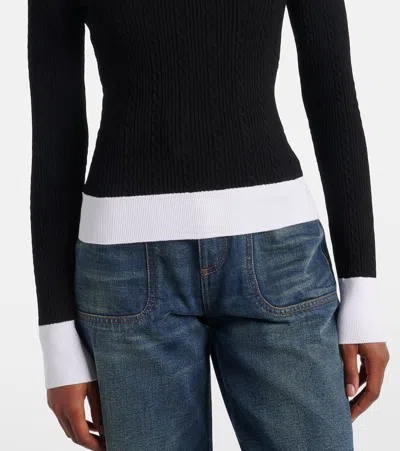 Balmain 3-button Twisted Knit Colorblock Top
