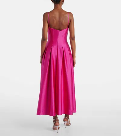 Rebecca Vallance Saskia Pleated Satin Maxi Dress