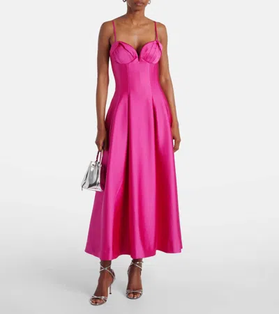 Rebecca Vallance Saskia Pleated Satin Maxi Dress