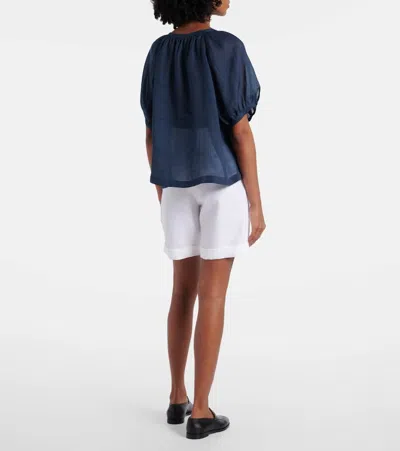 Loro Piana Gritt Ramie Shirt In Blue