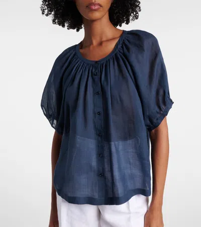 Loro Piana Gritt Ramie Shirt In Blue
