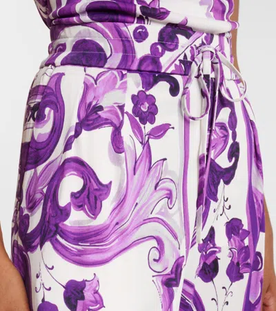 Dolce & Gabbana Majolica Wide-leg Pants In Purple