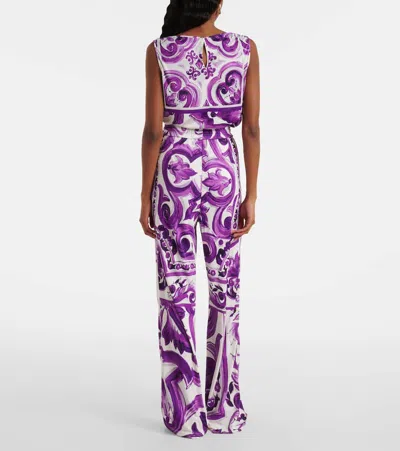 Dolce & Gabbana Majolica Wide-leg Pants In Purple