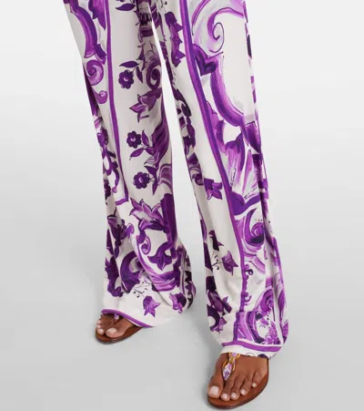 Dolce & Gabbana Majolica Wide-leg Pants In Purple