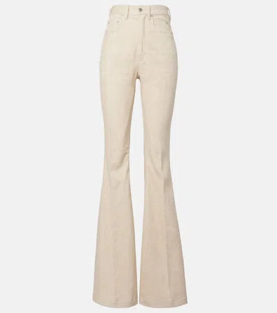 Rick Owens Bolan Cotton And Linen Bootcut Jeans In Neutral