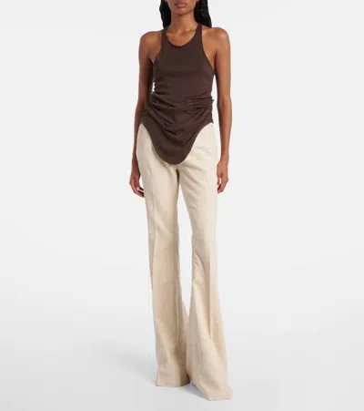 Rick Owens Bolan Cotton And Linen Bootcut Jeans In Neutral