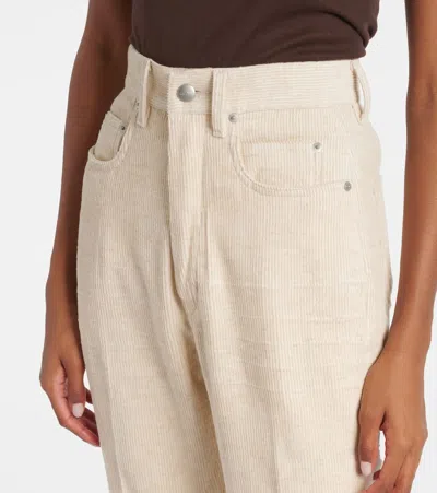 Rick Owens Bolan Cotton And Linen Bootcut Jeans In Neutral