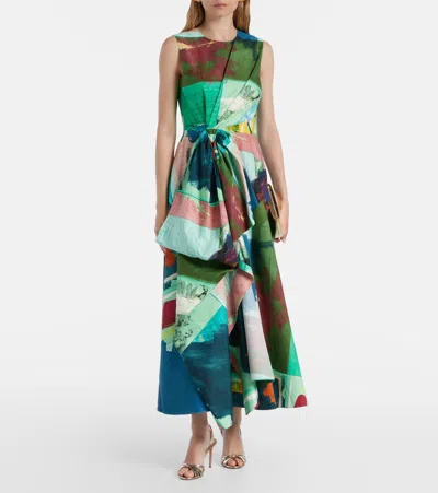 Roksanda Nura Bow-detail Cotton Cocktail Dress In Multi