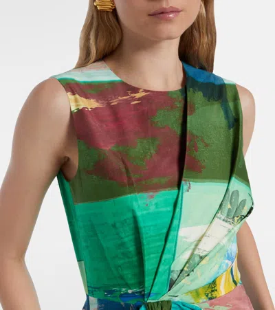 Roksanda Nura Bow-detail Cotton Cocktail Dress In Multi