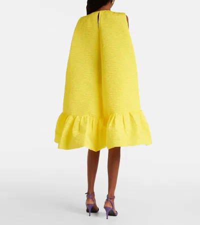 Roksanda Elia Caped Ruffled Cloque Minidress In Yellow