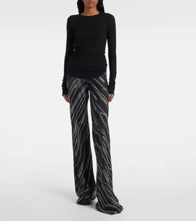 Rick Owens Ribbed Long-sleeve Top With Signature Back Stitching In Black