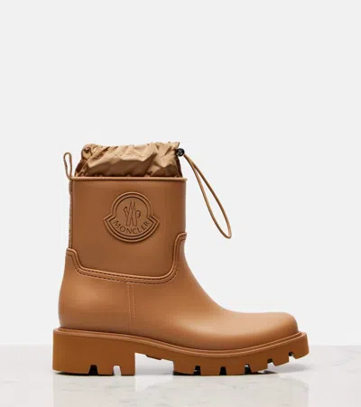 Moncler Kickstream Rubber Wellington Ankle Boots In Brown
