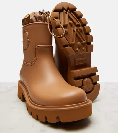 Moncler Kickstream Rubber Wellington Ankle Boots In Brown