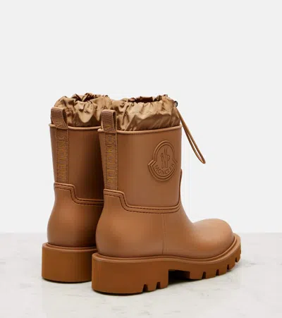 Moncler Kickstream Rubber Wellington Ankle Boots In Brown