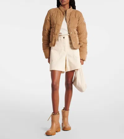 Moncler Kickstream Rubber Wellington Ankle Boots In Brown
