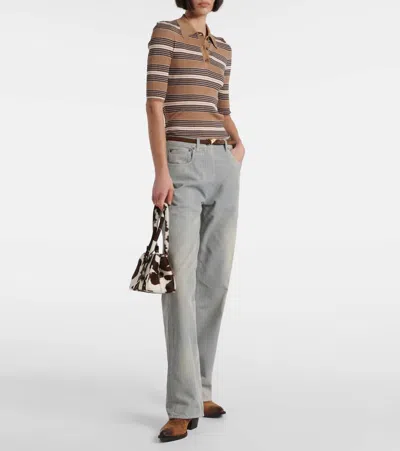 Prada Cotton-blend Polo Sweater In Multi