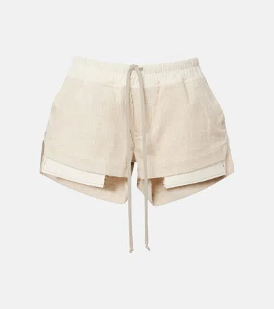 Rick Owens Womens Dinge Fog Contrast-panel Leather Boxer Shorts