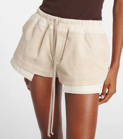 Rick Owens Womens Dinge Fog Contrast-panel Leather Boxer Shorts