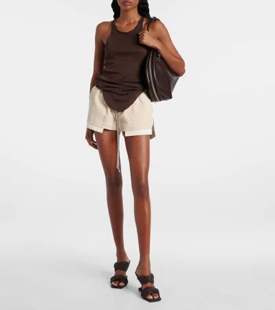 Rick Owens Womens Dinge Fog Contrast-panel Leather Boxer Shorts